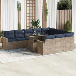 vidaXL Ensemble de canapés de jardin 11 pcs et coussins rotin acacia