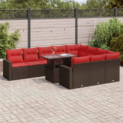 vidaXL Ensemble de canapés de jardin 11 pcs et coussins rotin acacia