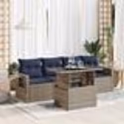 vidaXL Salon de jardin 5 pcs avec coussins gris résine tressée acacia