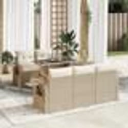 vidaXL Salon de jardin avec coussins 6 pcs beige résine tressée