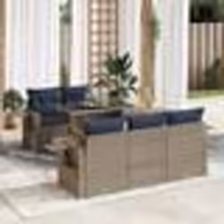 vidaXL Salon de jardin 6 pcs avec coussins gris résine tressée acacia