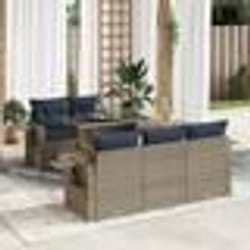 vidaXL Salon de jardin 6 pcs avec coussins gris résine tressée acacia