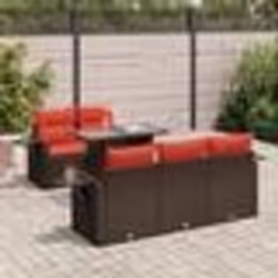 vidaXL Salon de jardin avec coussins 6 pcs marron résine tressée acacia