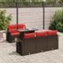 vidaXL Salon de jardin avec coussins 6 pcs marron résine tressée acacia