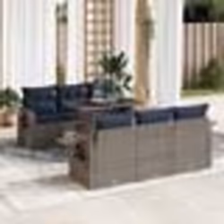 vidaXL Salon de jardin avec coussins 7 pcs gris résine tressée acacia