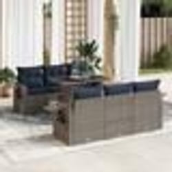 vidaXL Salon de jardin avec coussins 7 pcs gris résine tressée acacia