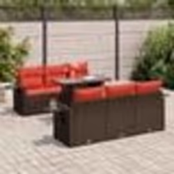 vidaXL Salon de jardin avec coussins 7 pcs marron résine tressée acacia