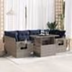 vidaXL Salon de jardin avec coussins 7 pcs gris résine tressée acacia
