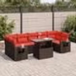 vidaXL Salon de jardin avec coussins 8 pcs marron résine tressée acacia
