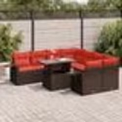 vidaXL Salon de jardin avec coussins 9 pcs marron résine tressée acacia