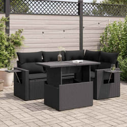 Vidaxl - Salon de jardin 5 pcs avec coussins noir résine tressée