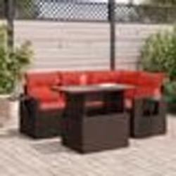 vidaXL Salon de jardin 5 pcs avec coussins marron résine tressée acacia