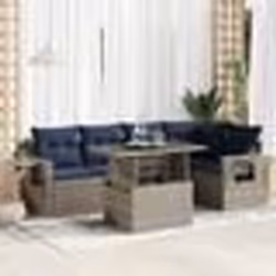 vidaXL Salon de jardin avec coussins 6 pcs gris résine tressée acacia