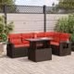 vidaXL Salon de jardin avec coussins 6pcs marron résine tressée acacia