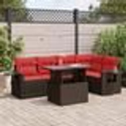 vidaXL Salon de jardin avec coussins 6pcs marron résine tressée acacia