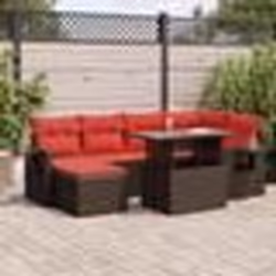 vidaXL Salon de jardin avec coussins 7pcs marron résine tressée acacia