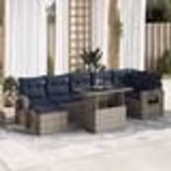 vidaXL Salon de jardin avec coussins 8 pcs gris résine tressée acacia