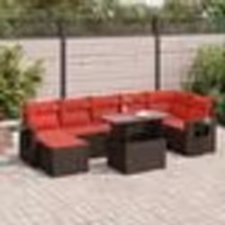 vidaXL Salon de jardin 8pcs avec coussins marron résine tressée acacia