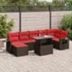 vidaXL Salon de jardin 8pcs avec coussins marron résine tressée acacia