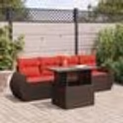 vidaXL Salon de jardin avec coussins 5pcs marron résine tressée acacia