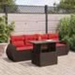 vidaXL Salon de jardin avec coussins 5pcs marron résine tressée acacia