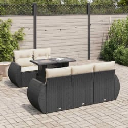 vidaXL Salon de jardin 6 pcs avec coussins noir résine tressée