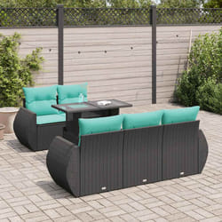 Salon De Jardin 6 Pcs Avec Coussins Noir Résine Tressée Acacia Vidaxl
