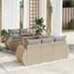 vidaXL Salon de jardin avec coussins 6 pcs beige résine tressée