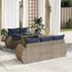 vidaXL Salon de jardin avec coussins 6 pcs gris résine tressée acacia