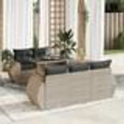 vidaXL Salon de jardin 6 pcs avec coussins gris clair résine tressée
