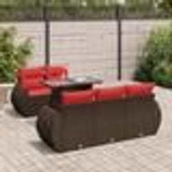 vidaXL Salon de jardin avec coussins 6pcs marron résine tressée acacia