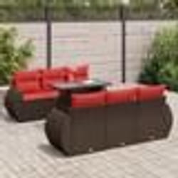vidaXL Salon de jardin avec coussins 7pcs marron résine tressée acacia