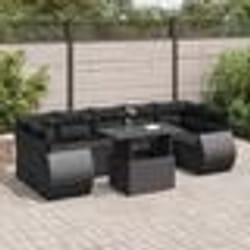 vidaXL Salon de jardin 8 pcs avec coussins noir résine tressée