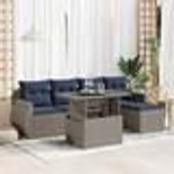 vidaXL Salon de jardin avec coussins 6 pcs gris résine tressée acacia