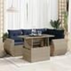 vidaXL Salon de jardin 5 pcs avec coussins gris résine tressée acacia