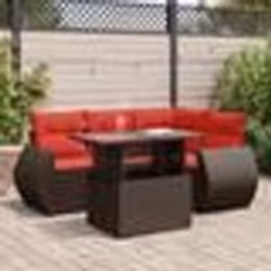 vidaXL Salon de jardin avec coussins 5pcs marron résine tressée acacia