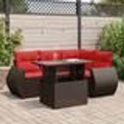 vidaXL Salon de jardin avec coussins 5pcs marron résine tressée acacia