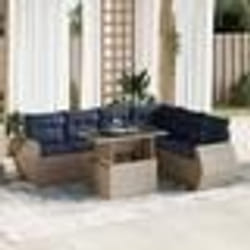 vidaXL Salon de jardin avec coussins 7 pcs gris résine tressée acacia