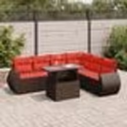 vidaXL Salon de jardin avec coussins 7pcs marron résine tressée acacia
