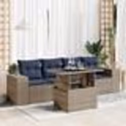 vidaXL Salon de jardin 5 pcs avec coussins gris résine tressée acacia