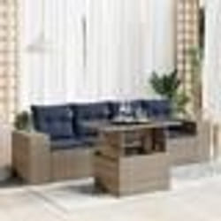 vidaXL Salon de jardin 5 pcs avec coussins gris résine tressée acacia