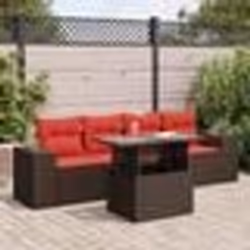 vidaXL Salon de jardin avec coussins 5pcs marron résine tressée acacia