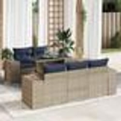 vidaXL Salon de jardin avec coussins 6 pcs gris résine tressée acacia