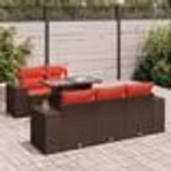 vidaXL Salon de jardin avec coussins 6pcs marron résine tressée acacia