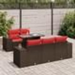 vidaXL Salon de jardin avec coussins 6pcs marron résine tressée acacia