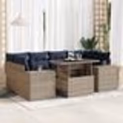 vidaXL Salon de jardin avec coussins 7 pcs gris résine tressée acacia