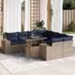 vidaXL Salon de jardin avec coussins 9 pcs gris résine tressée acacia