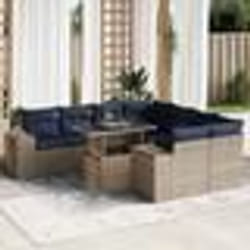 vidaXL Salon de jardin avec coussins 9 pcs gris résine tressée acacia