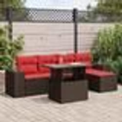 vidaXL Salon de jardin avec coussins 6pcs marron résine tressée acacia