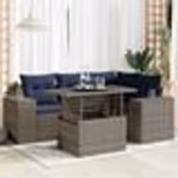 vidaXL Salon de jardin avec coussins 6 pcs gris résine tressée acacia